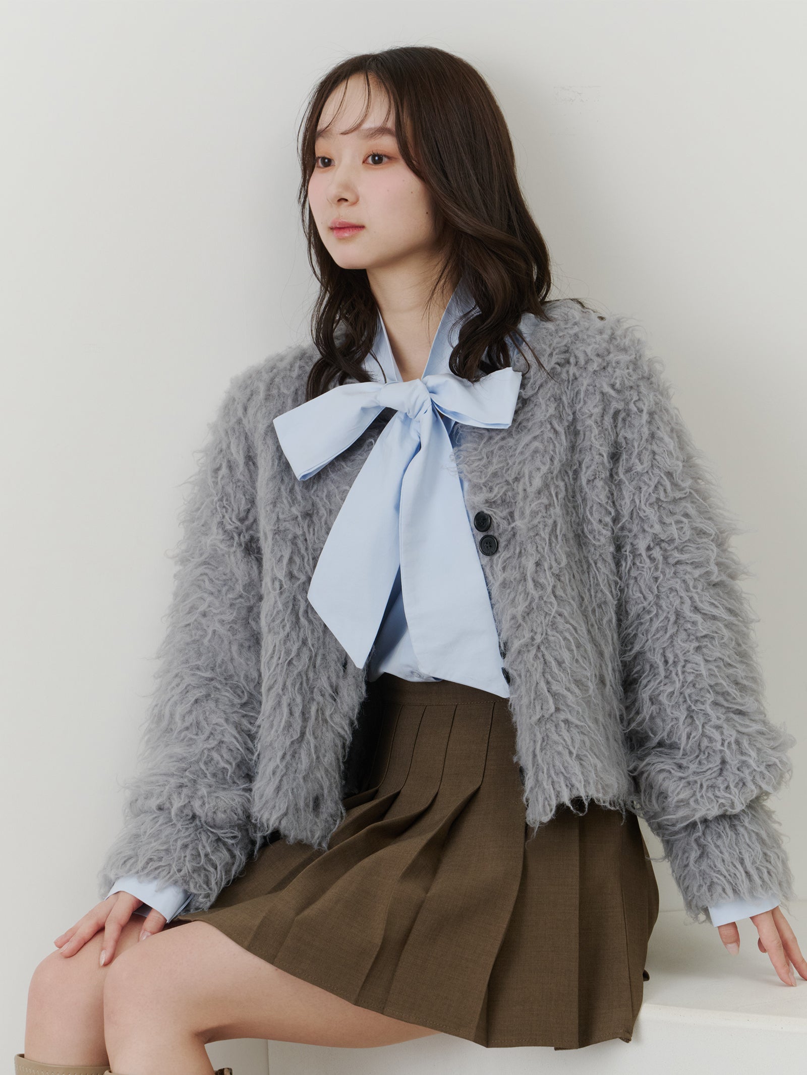 olu. ボリュームロングシャギーカーディガン【pink】 olu. ボリュームロングシャギーカーディガン【pink】