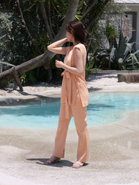 Vネックリブニットセットアップ