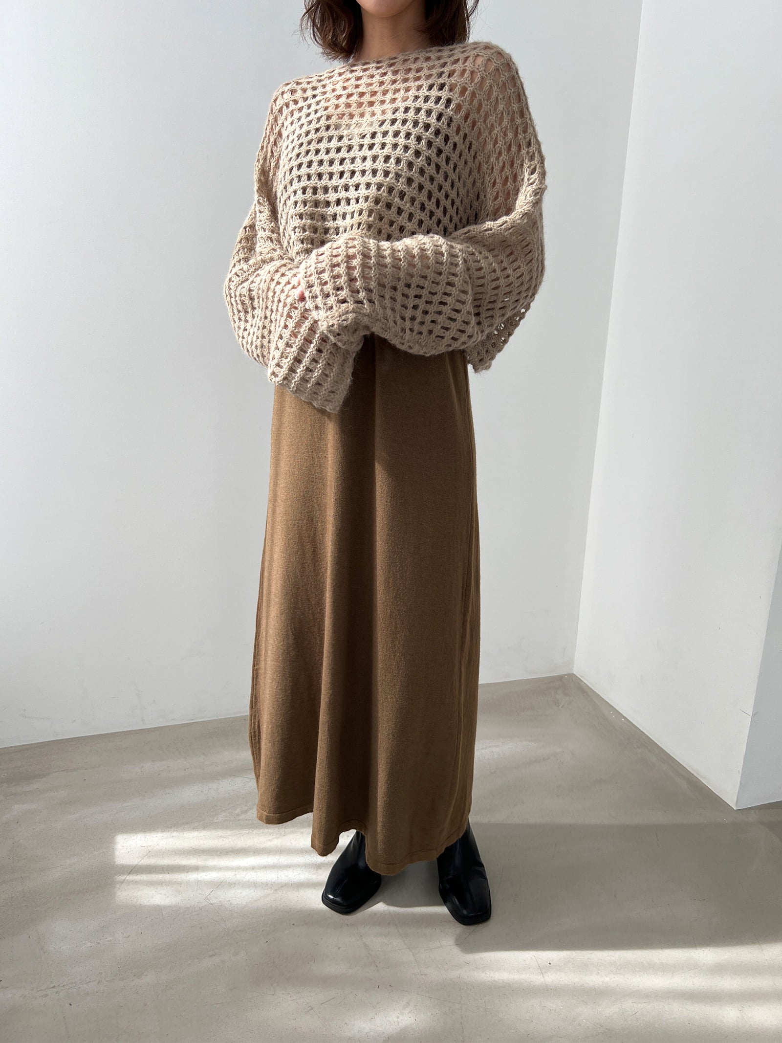 メッシュニットワンピースセットアップ