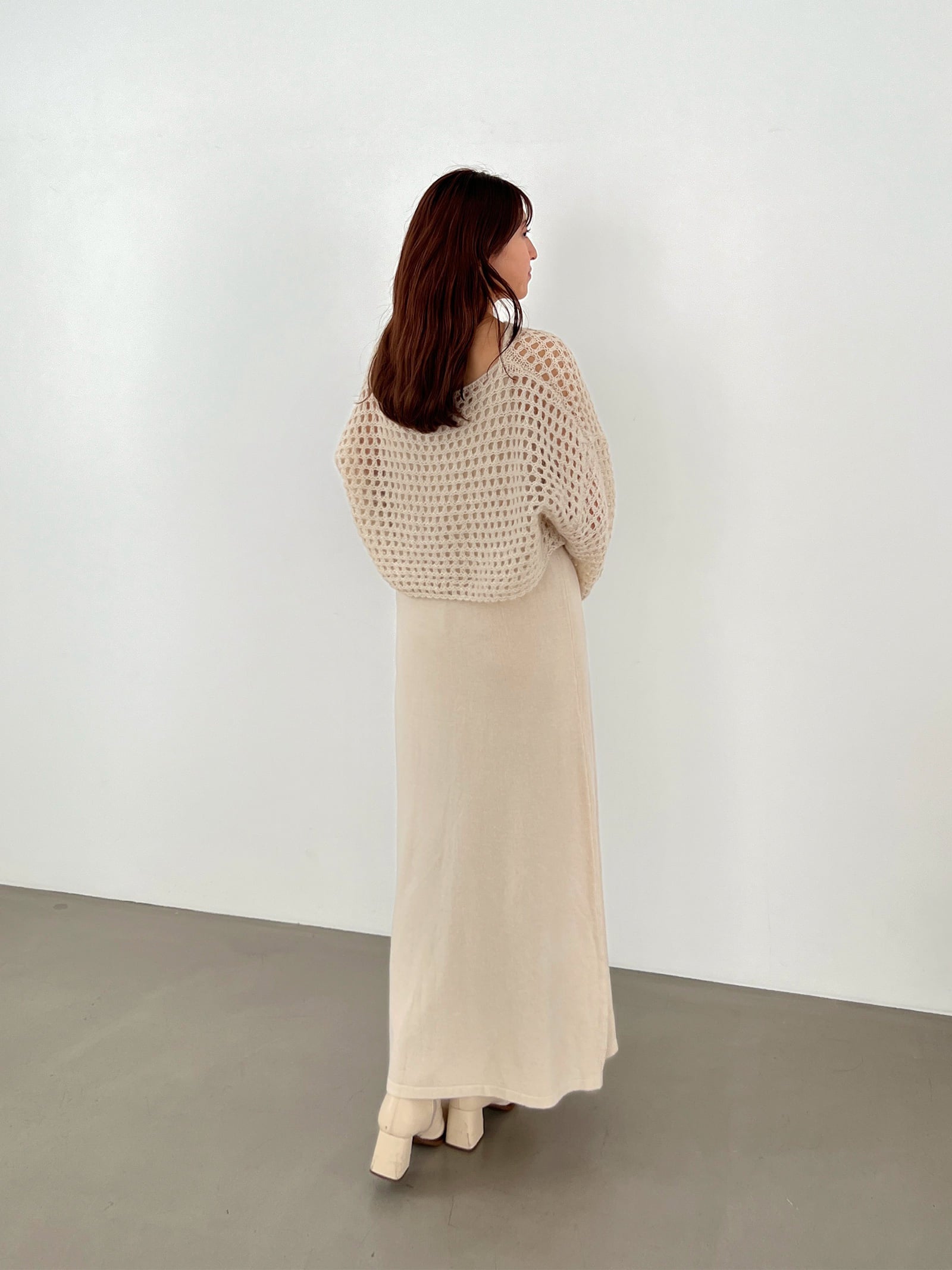 TAN ニット ワンピース Pierrot 【低身長向け】もっちりカシミヤタッチハイネックロングニット