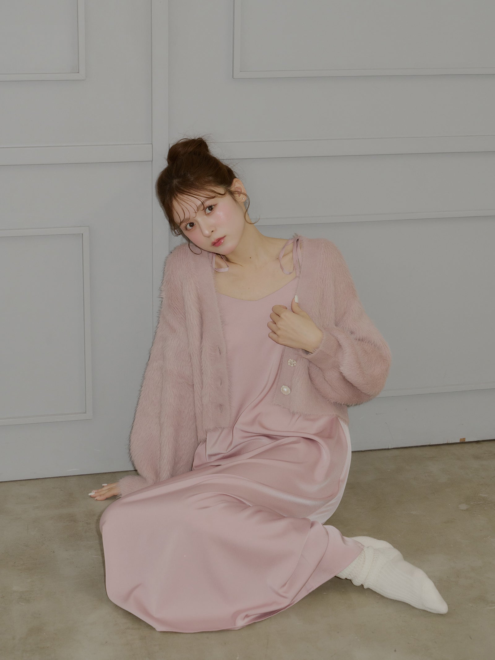 パールボタンシャギーニットルームウェア