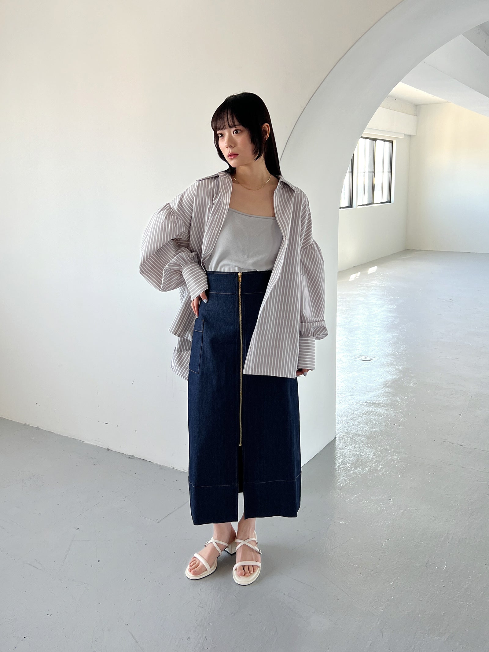 ジップデニムスカート