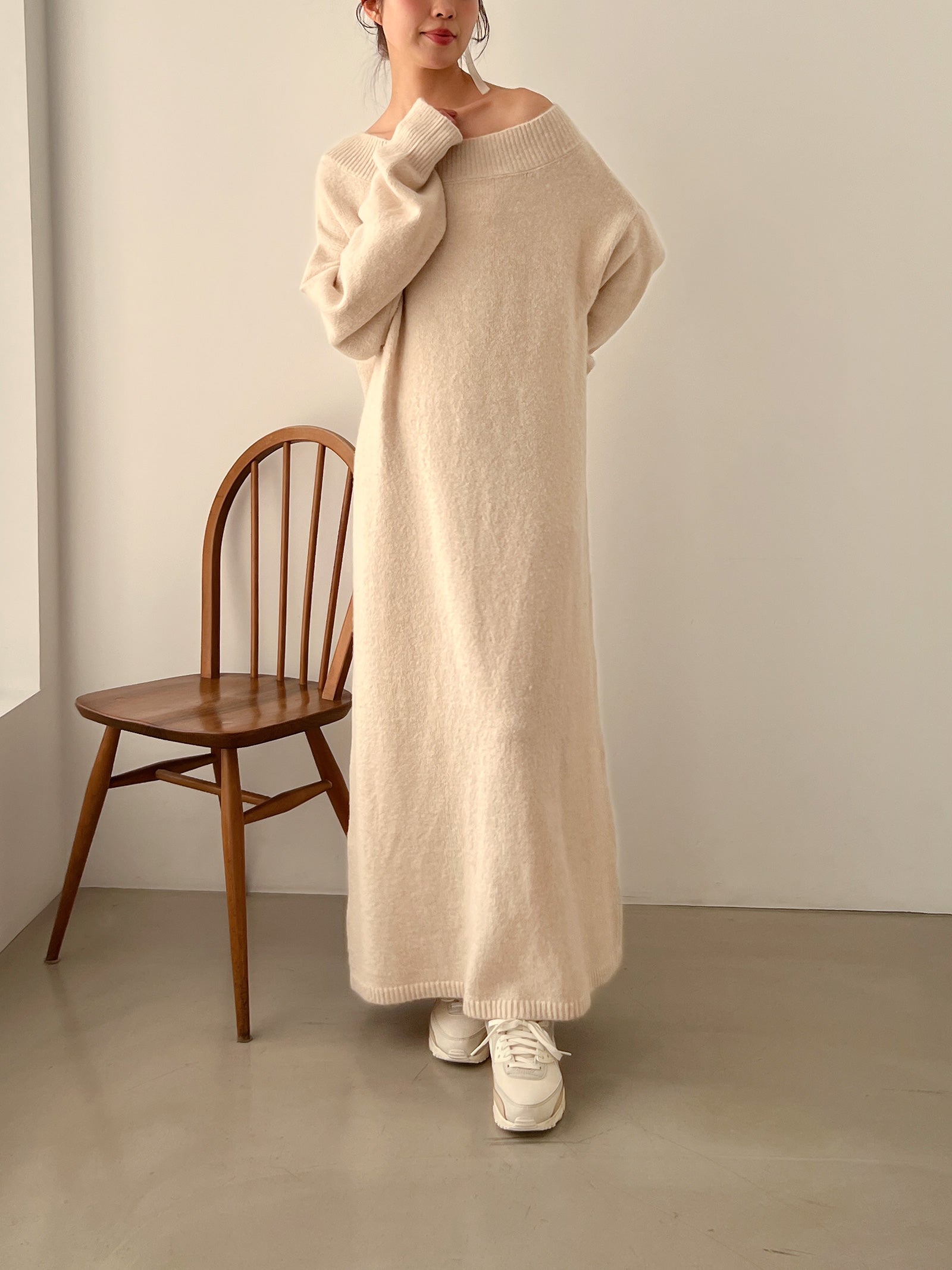 3wayボートネックニットワンピース