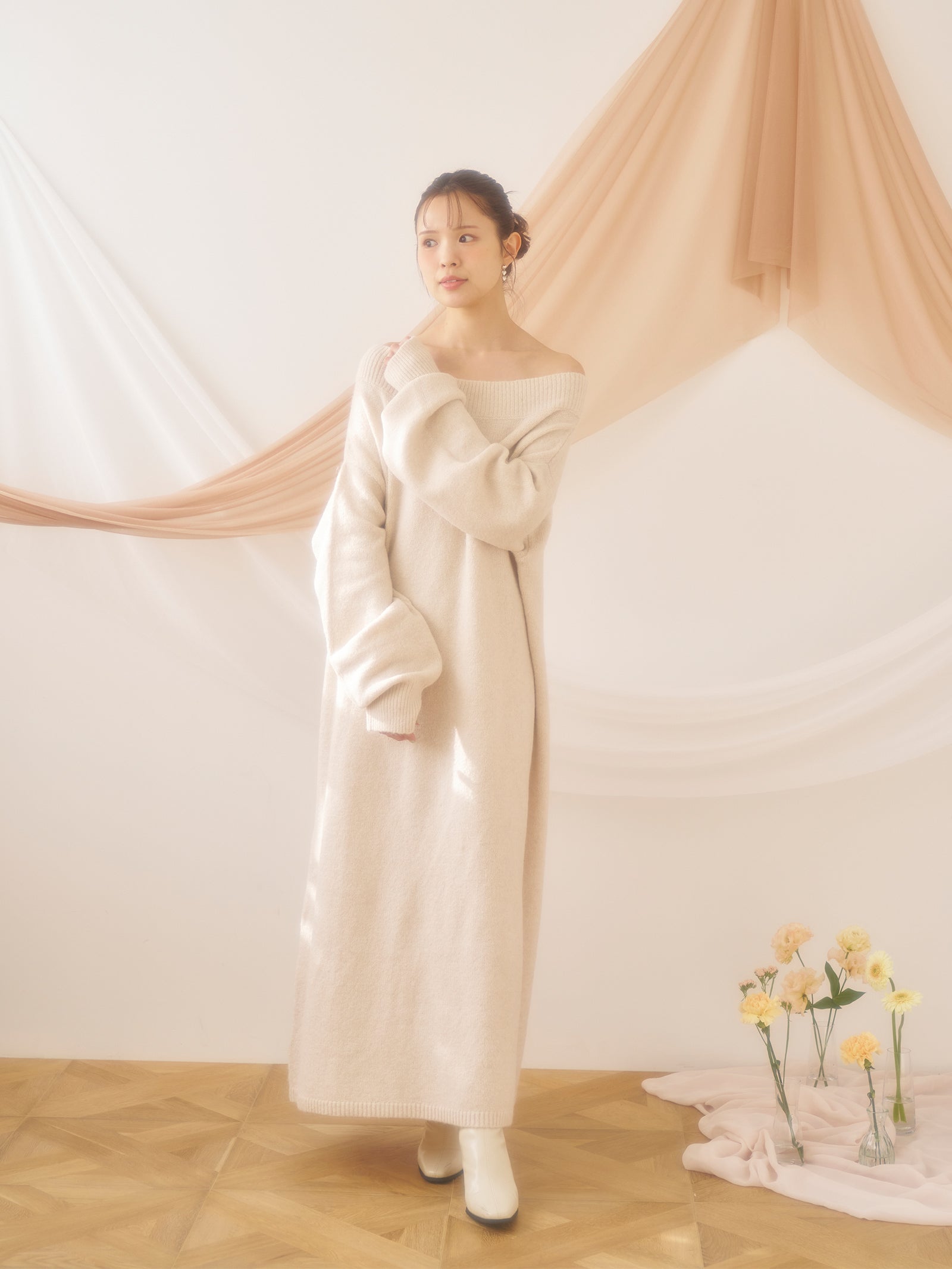 3wayボートネックニットワンピース