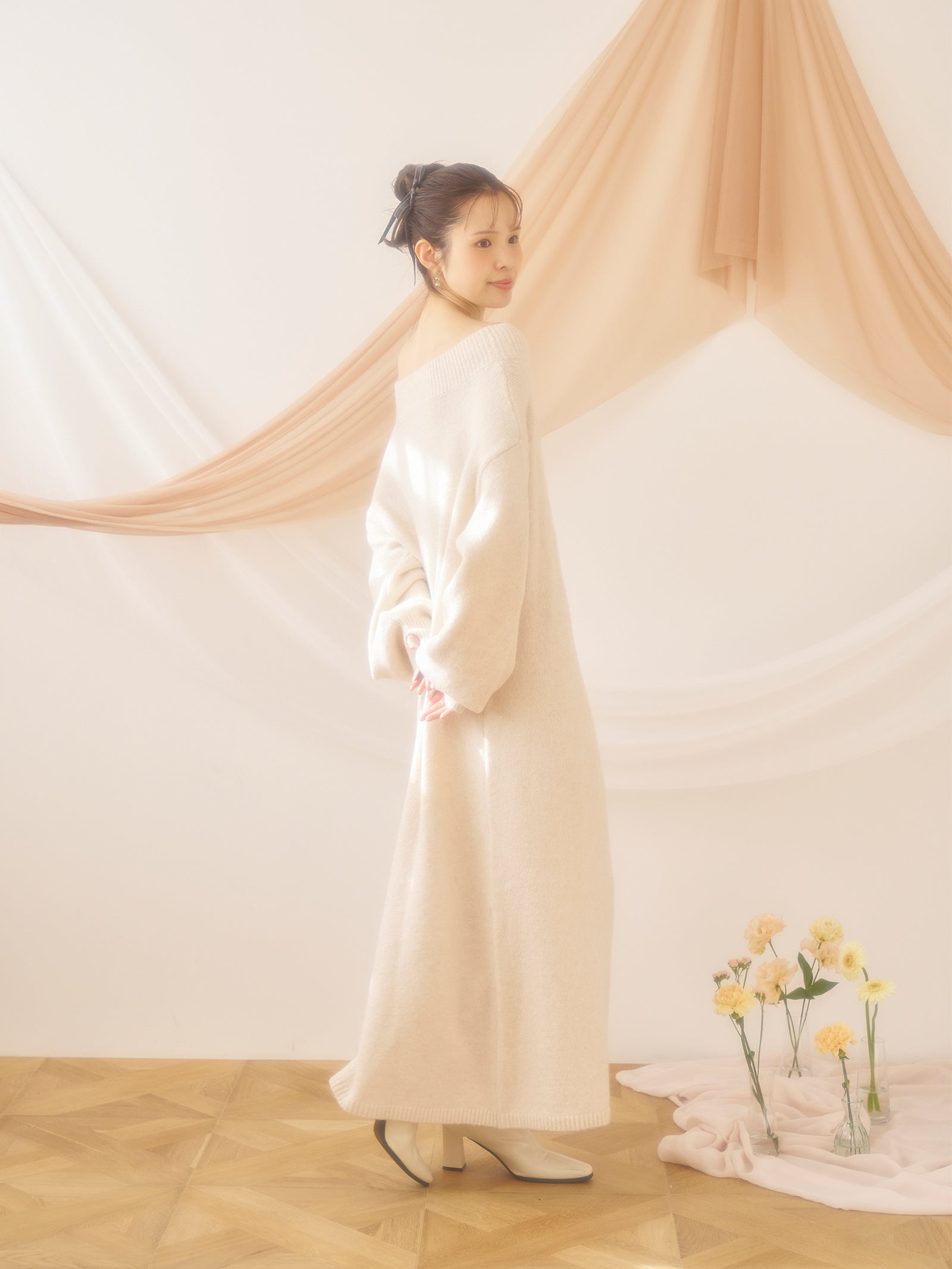 3wayボートネックニットワンピース