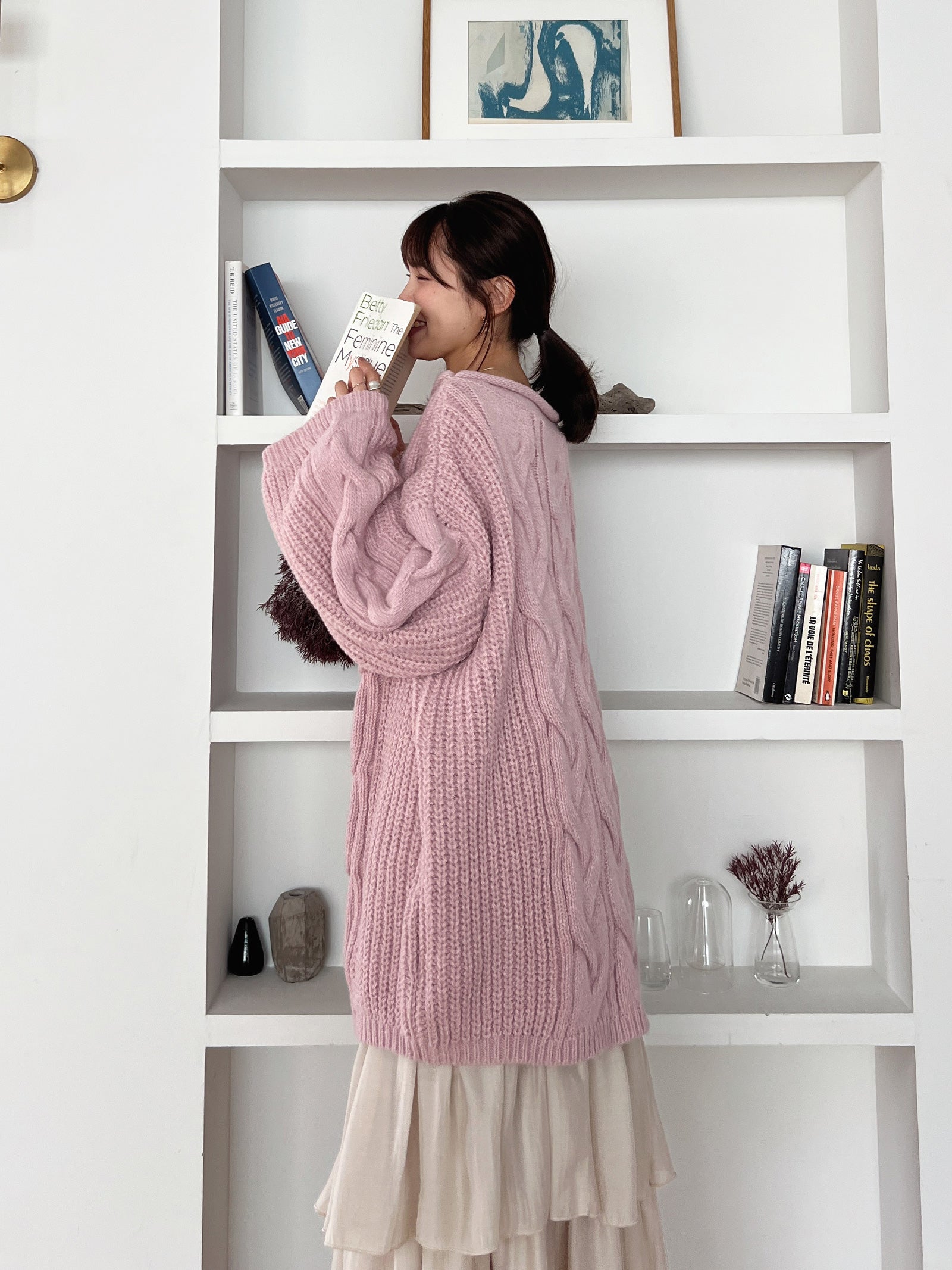 オーバーサイズケーブルニット