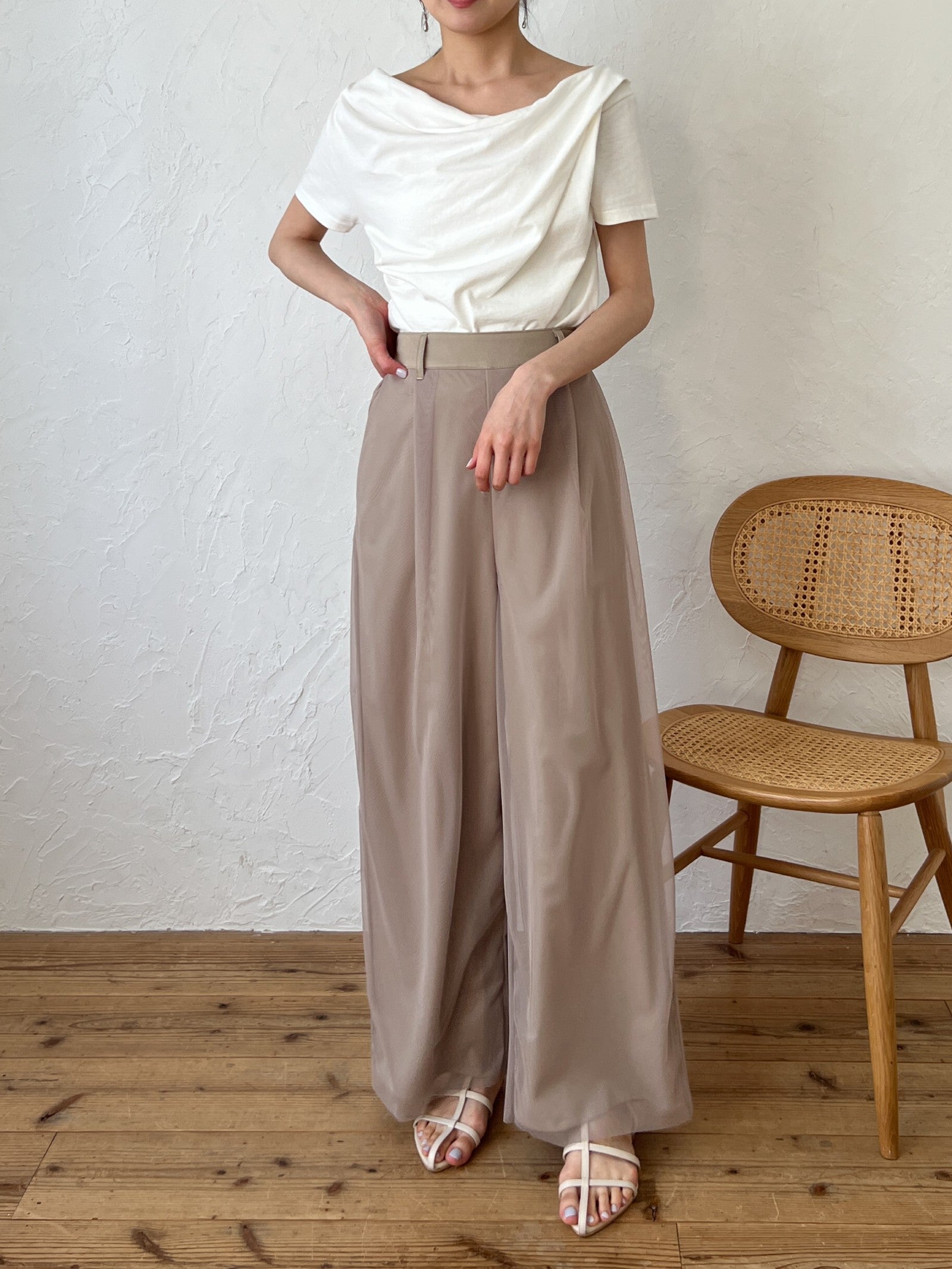 新品未使用LASUD チュールレイヤードWポケットパンツ ラシュッド LASUD チュールレイヤードWポケットパンツ