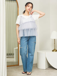 サイドカットデニムパンツ