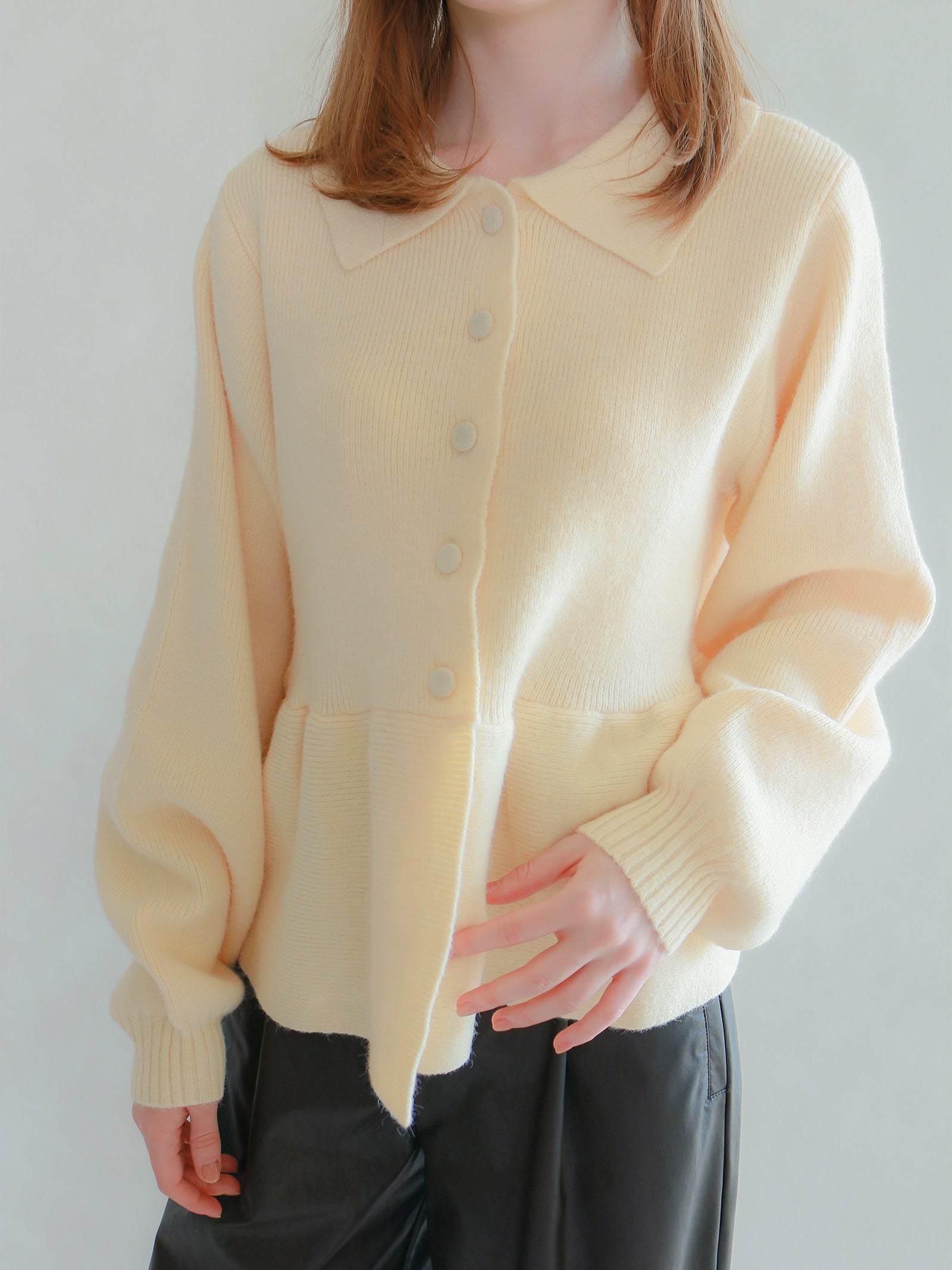 【mic】クラシックペプラムニットカーディガン