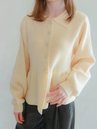 【mic】クラシックペプラムニットカーディガン