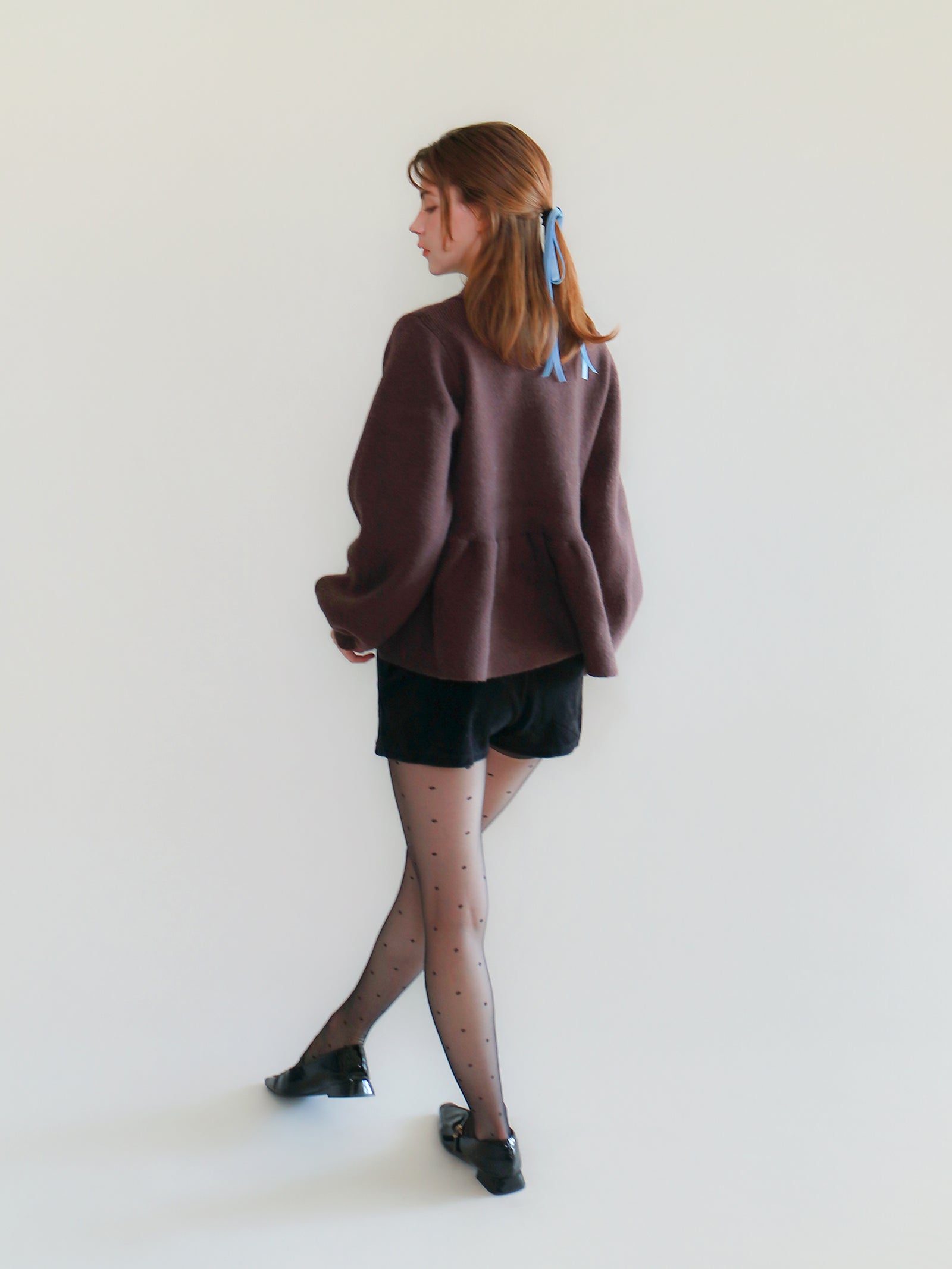 【mic】クラシックペプラムニットカーディガン