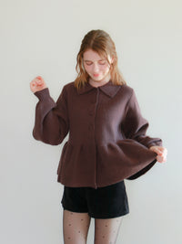 【mic】クラシックペプラムニットカーディガン