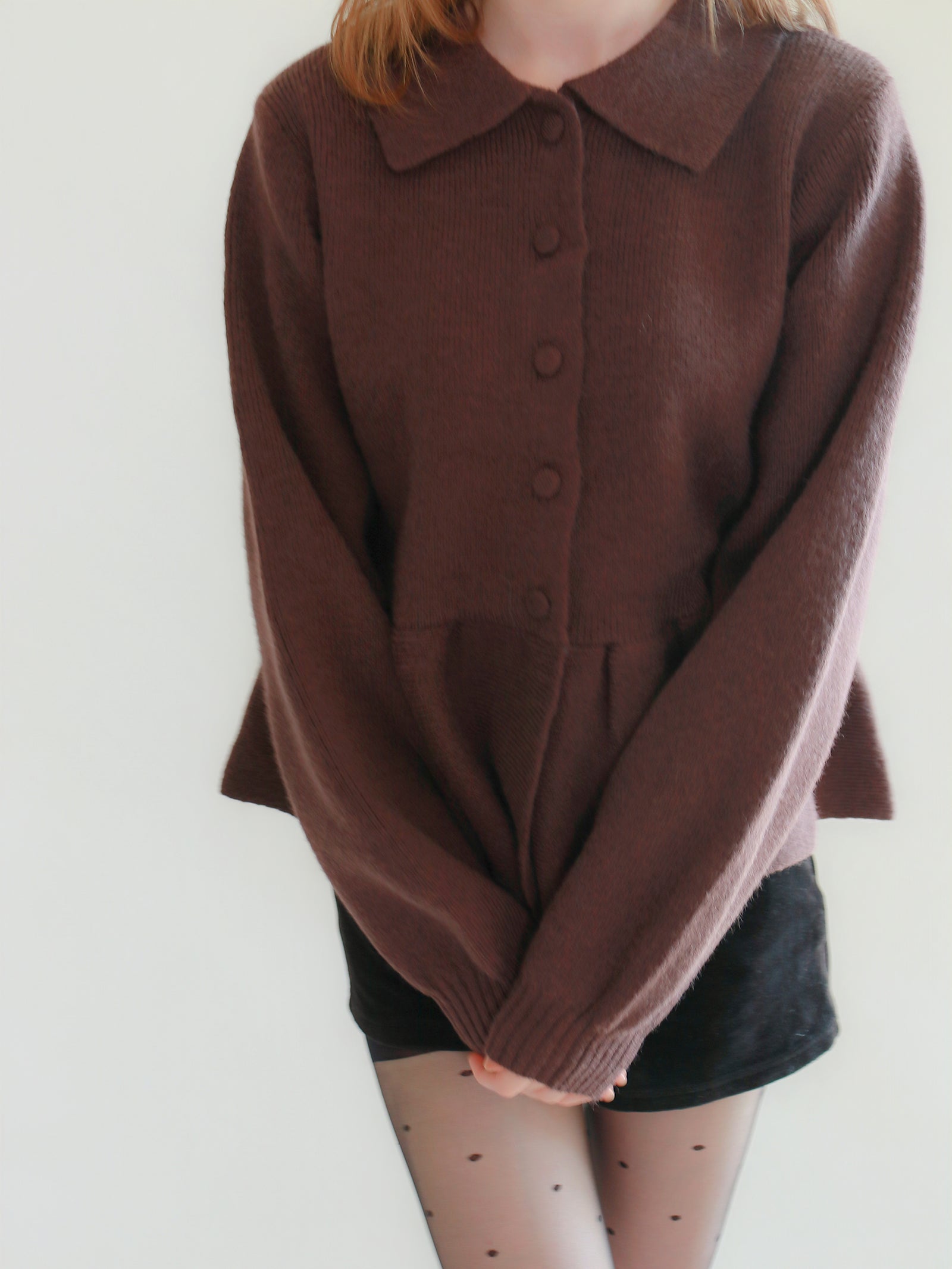 【mic】クラシックペプラムニットカーディガン