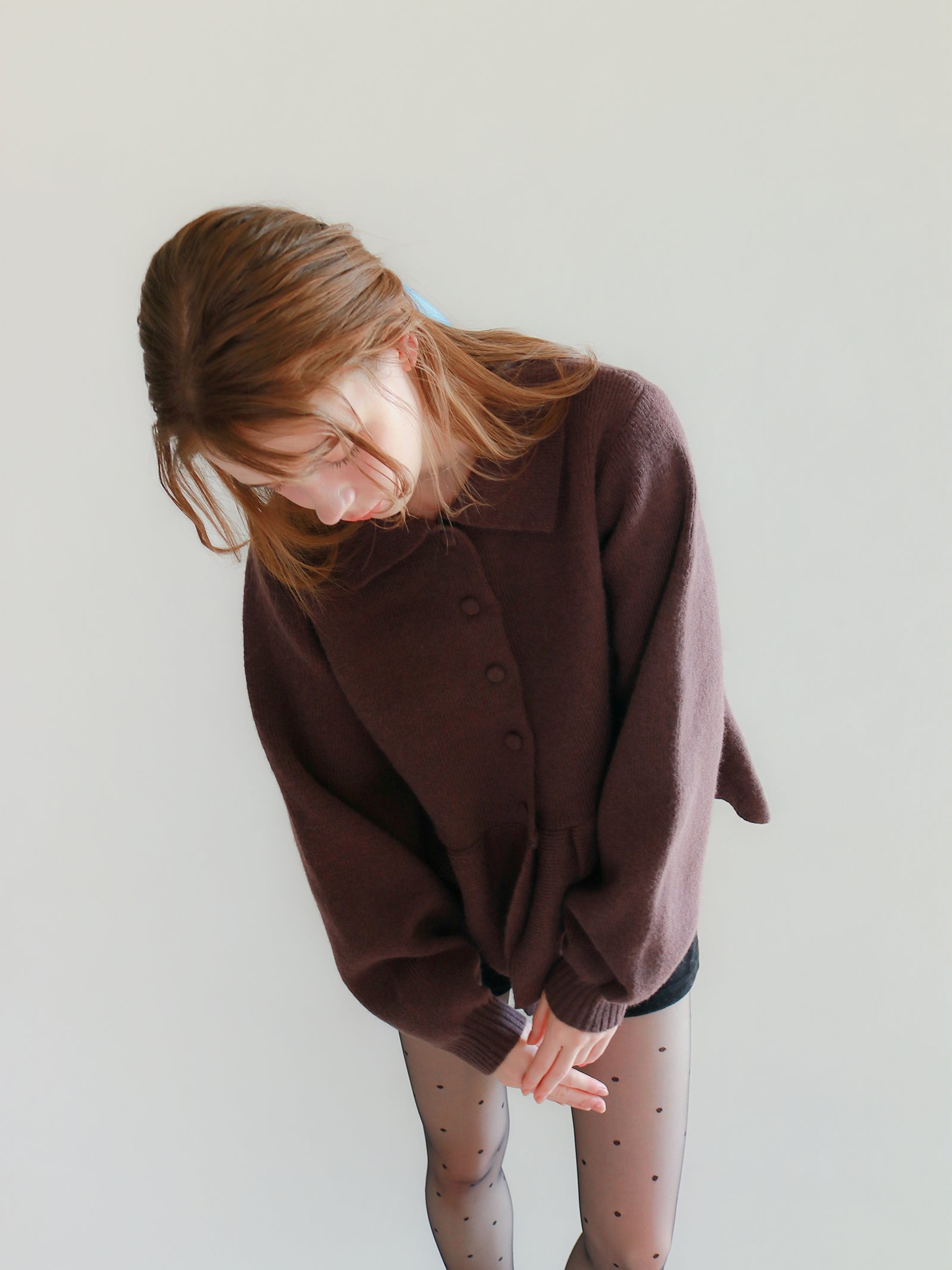 【mic】クラシックペプラムニットカーディガン