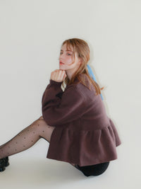 【mic】クラシックペプラムニットカーディガン