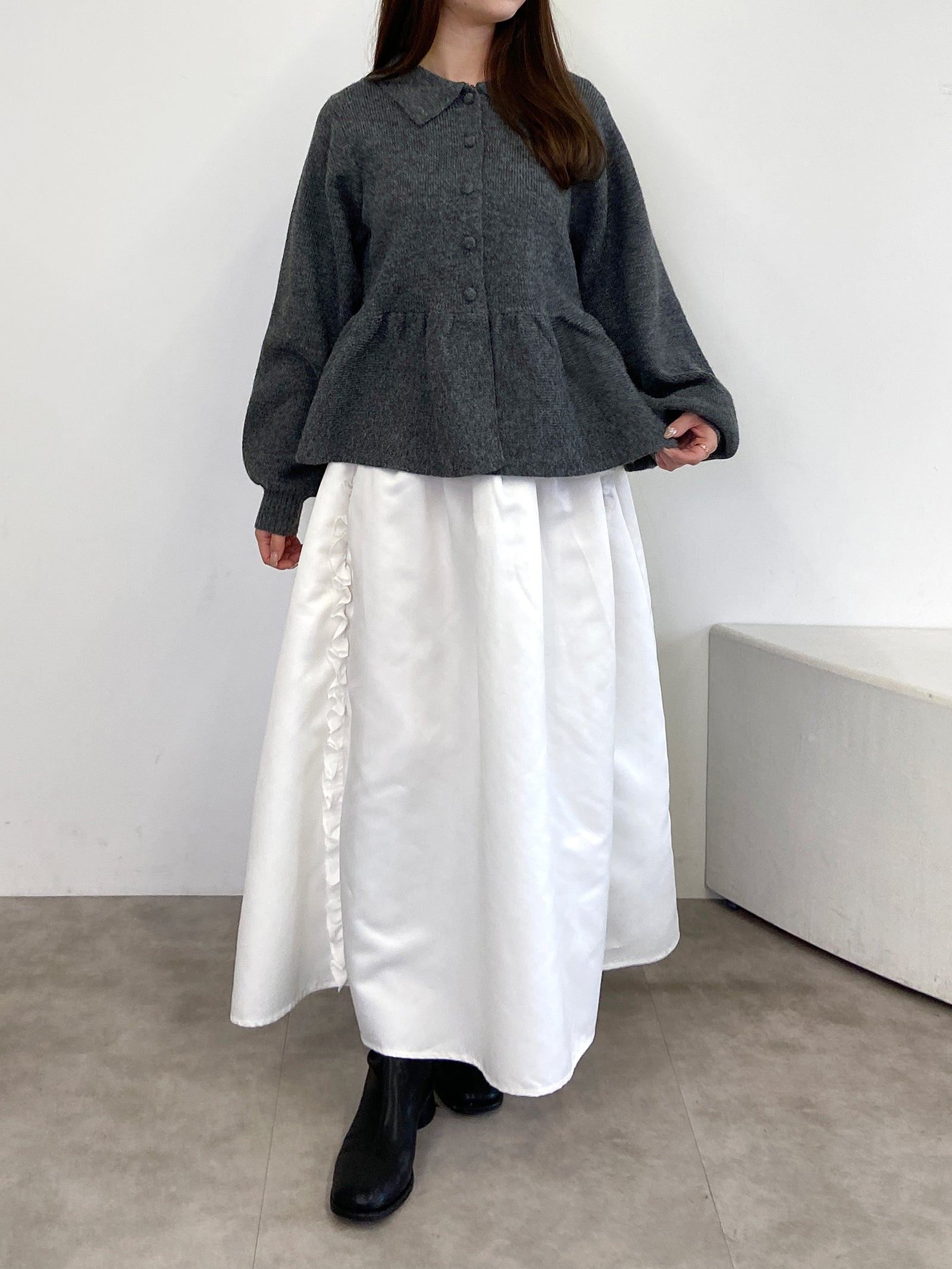 【mic】クラシックペプラムニットカーディガン