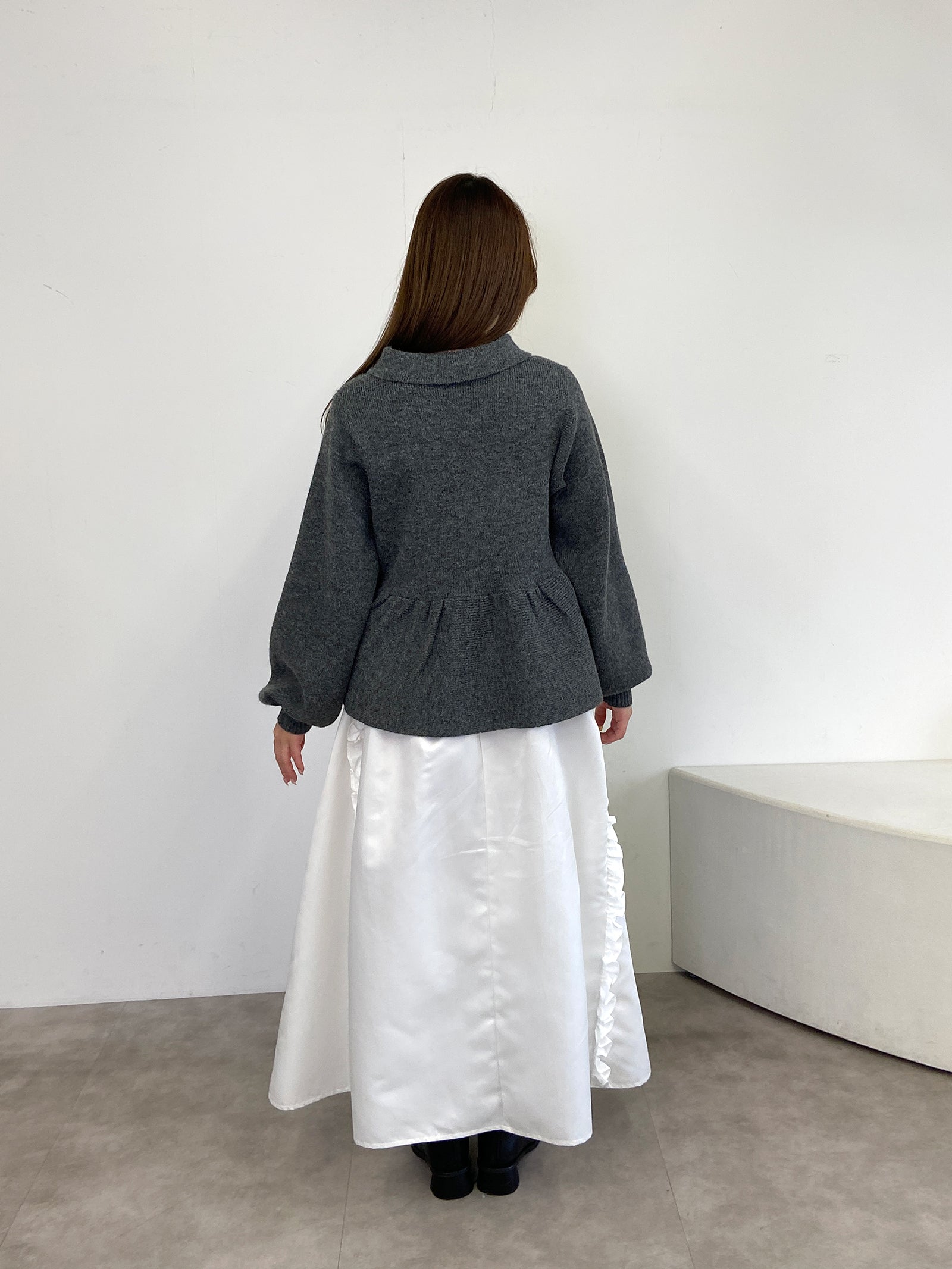 【mic】クラシックペプラムニットカーディガン