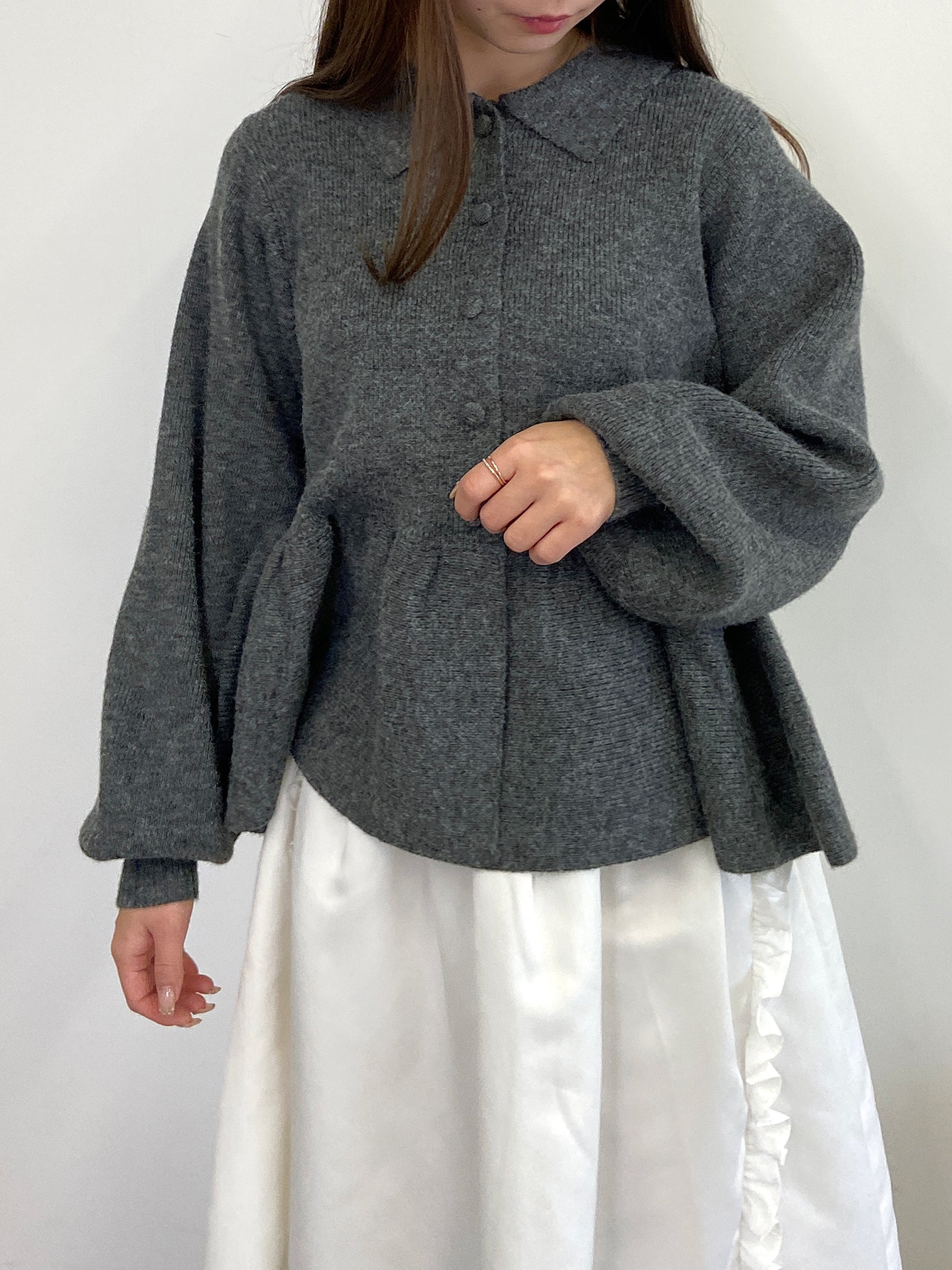 【mic】クラシックペプラムニットカーディガン