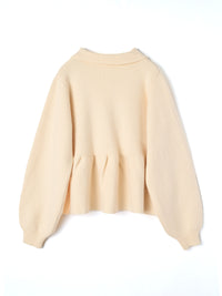 【mic】クラシックペプラムニットカーディガン