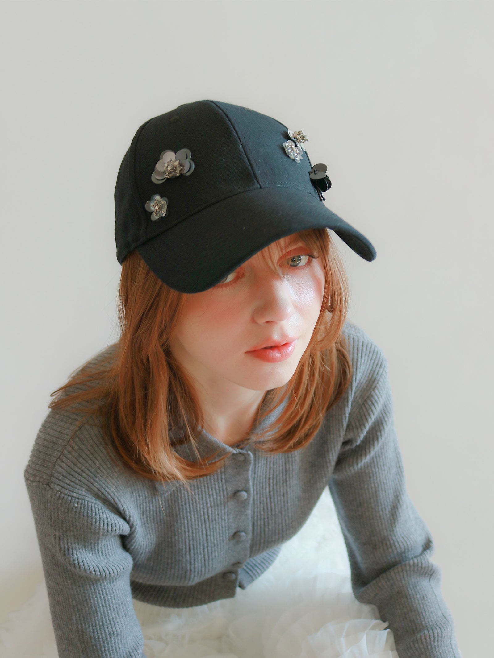 【mic】フラワービジューキャップ