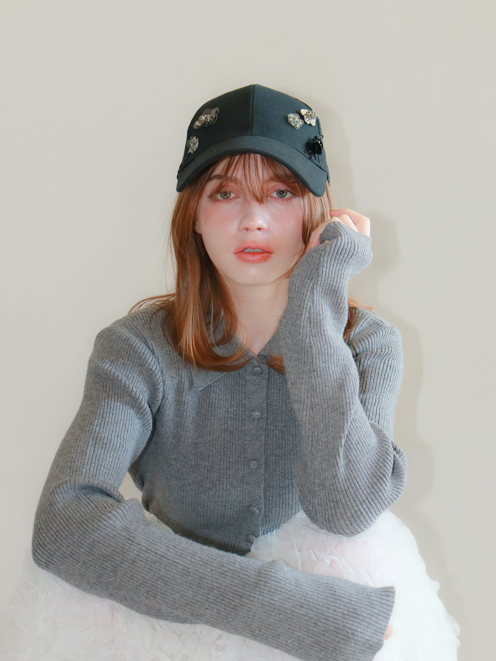 【mic】フラワービジューキャップ