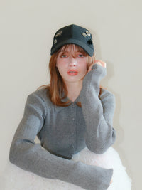 【mic】フラワービジューキャップ