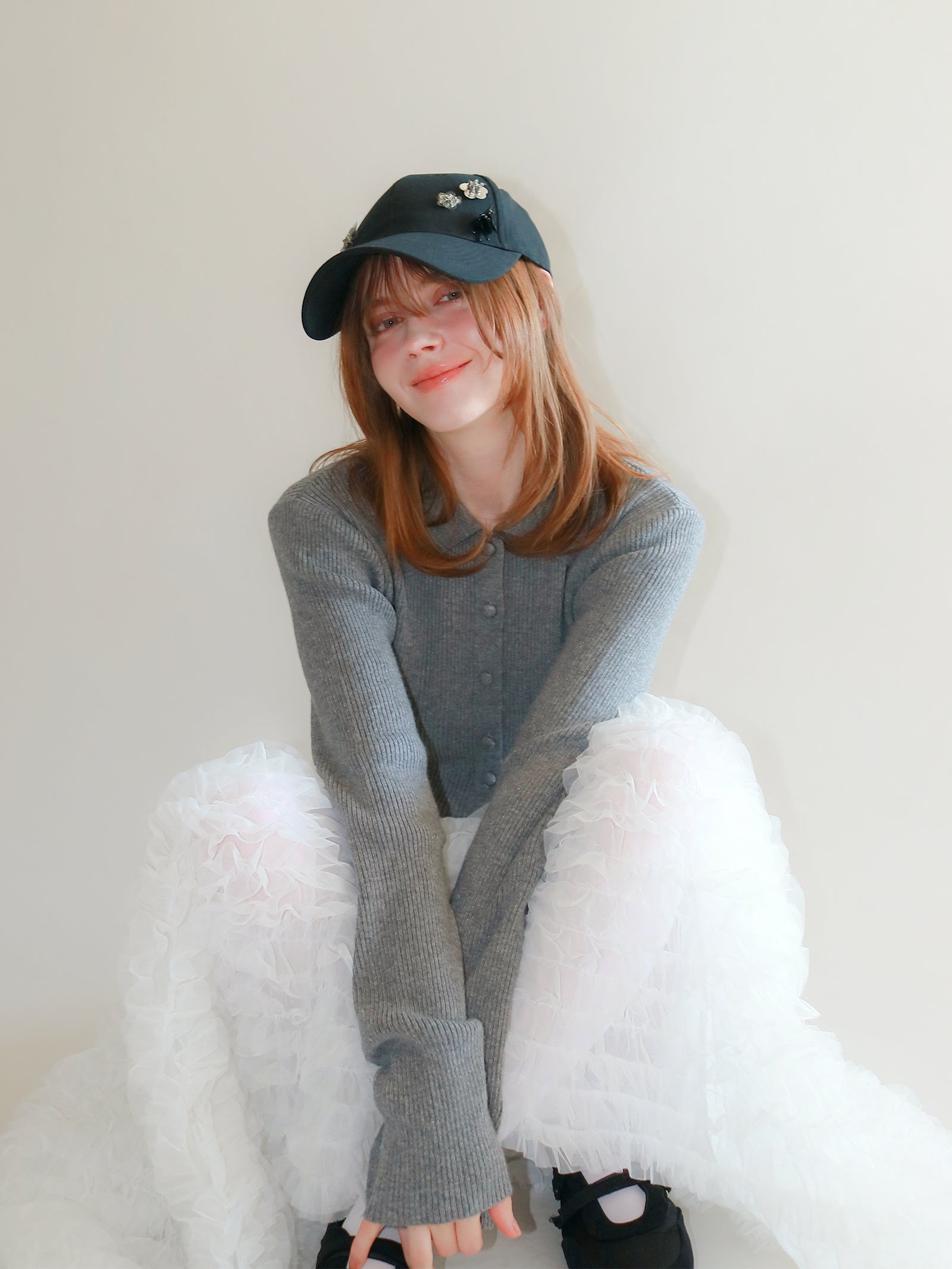 【mic】フラワービジューキャップ