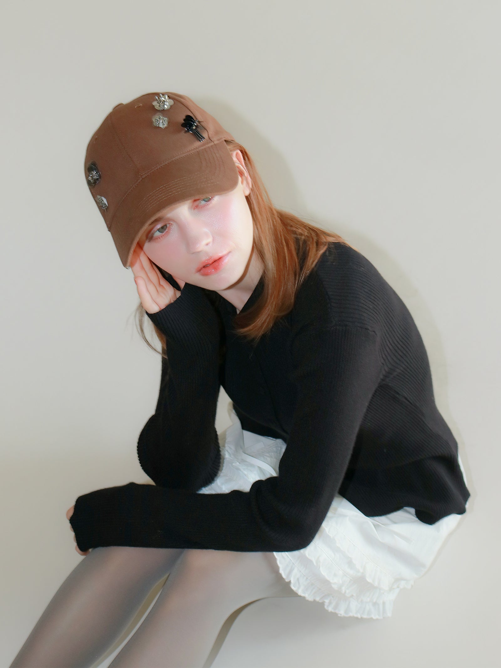 【mic】フラワービジューキャップ