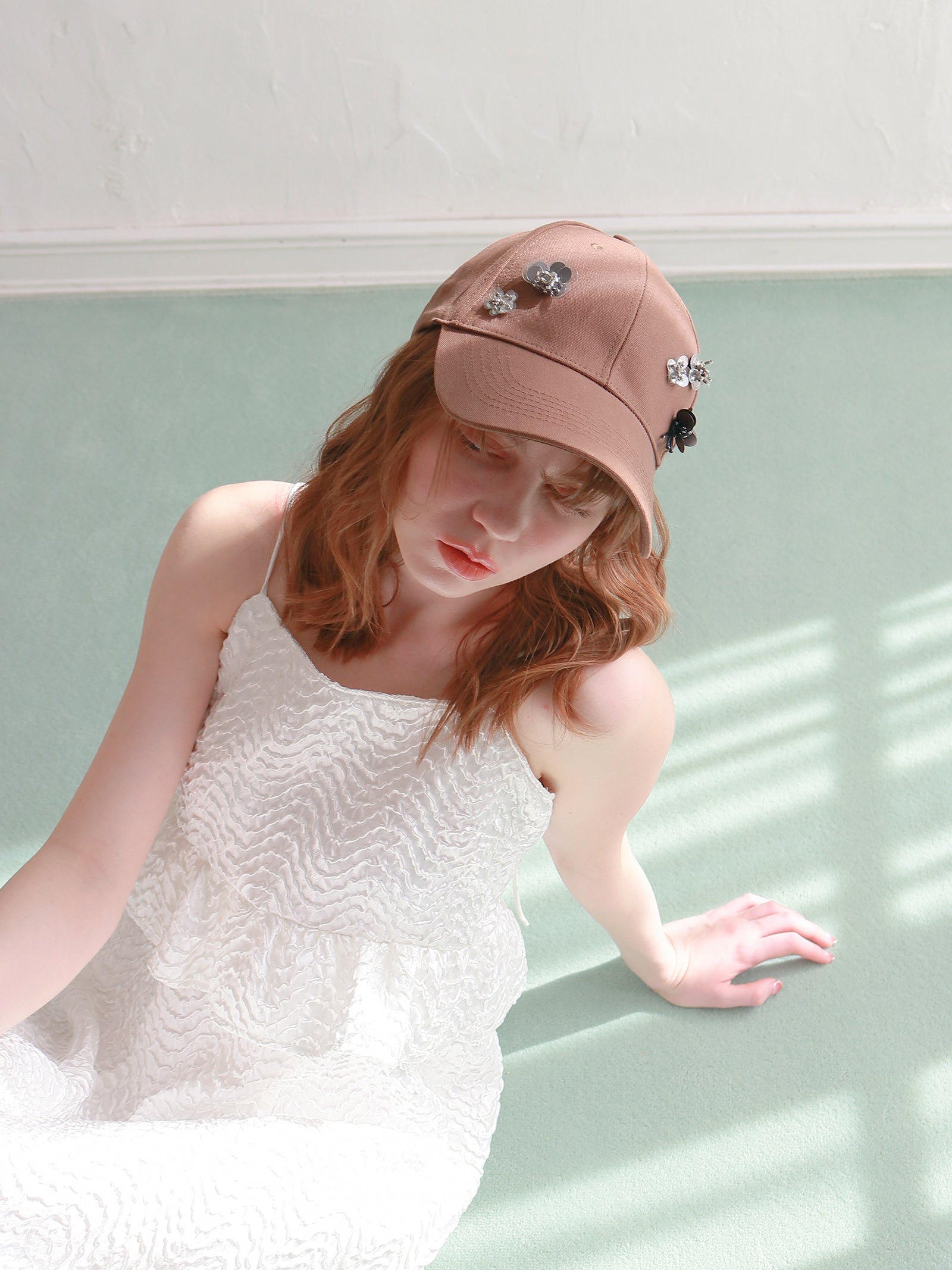 【mic】フラワービジューキャップ