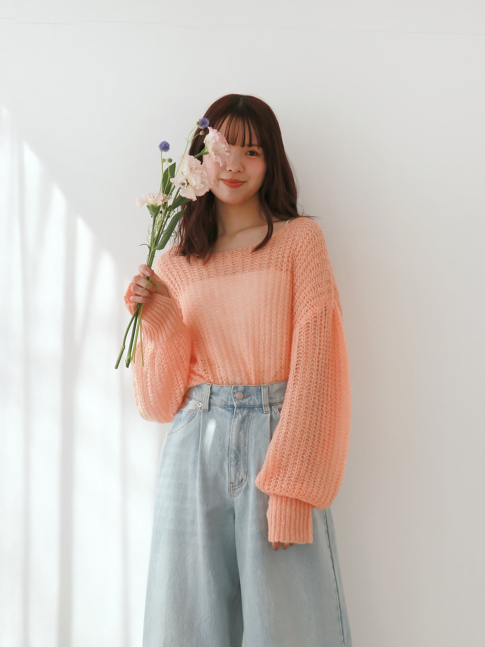 mic】シアーバックリボンニット