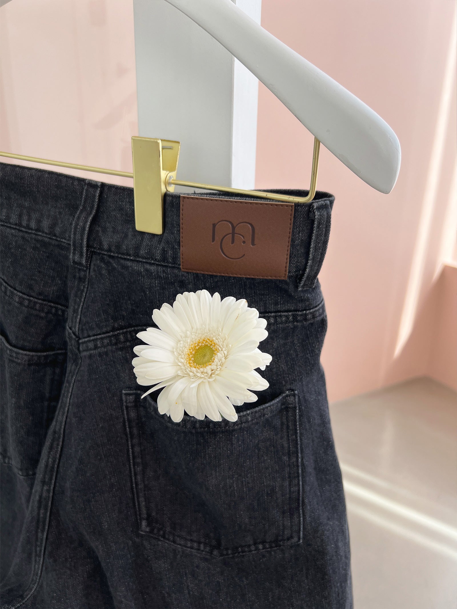 【mic】ハイウエストワイドデニムパンツ
