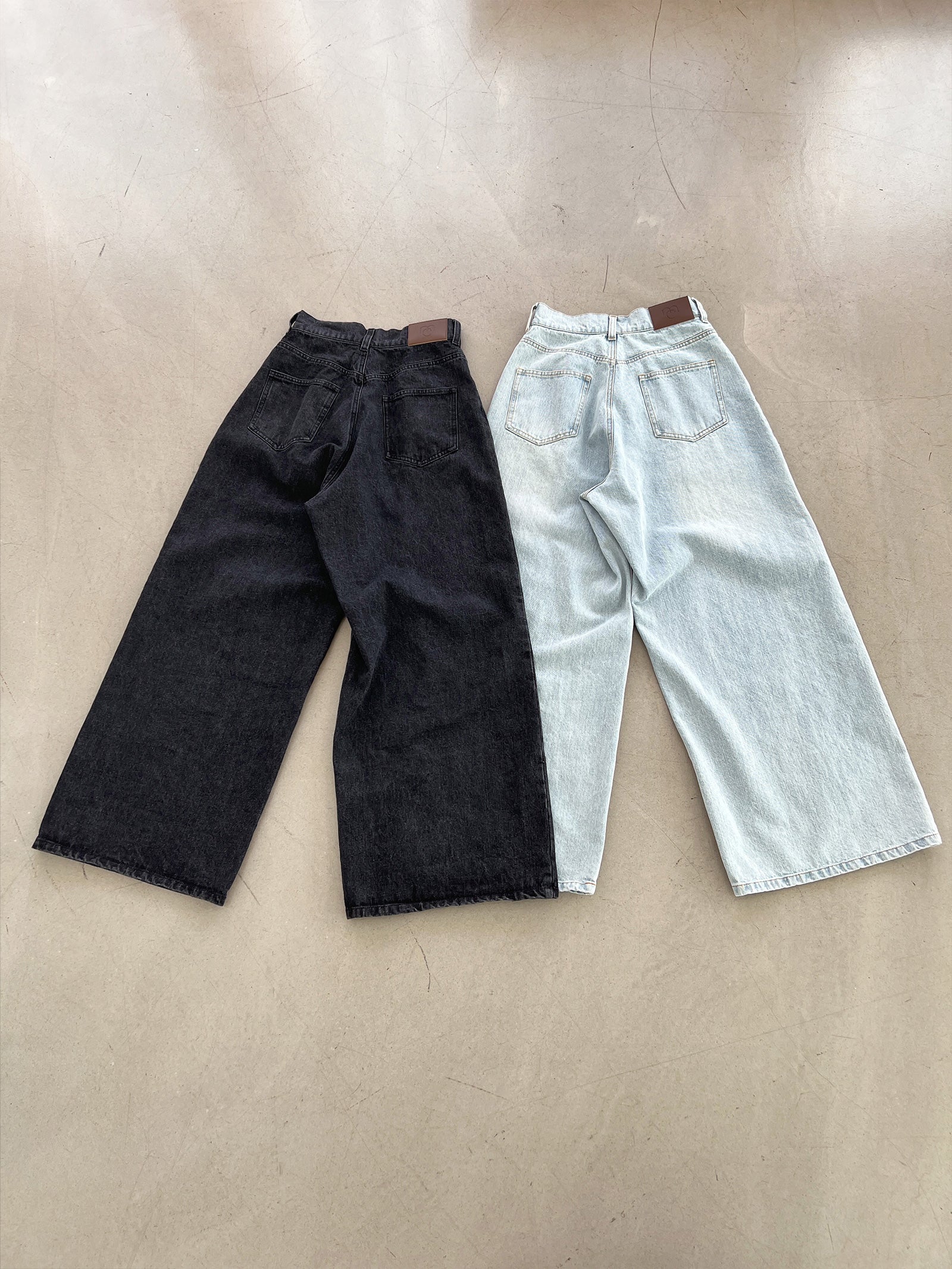 【mic】ハイウエストワイドデニムパンツ