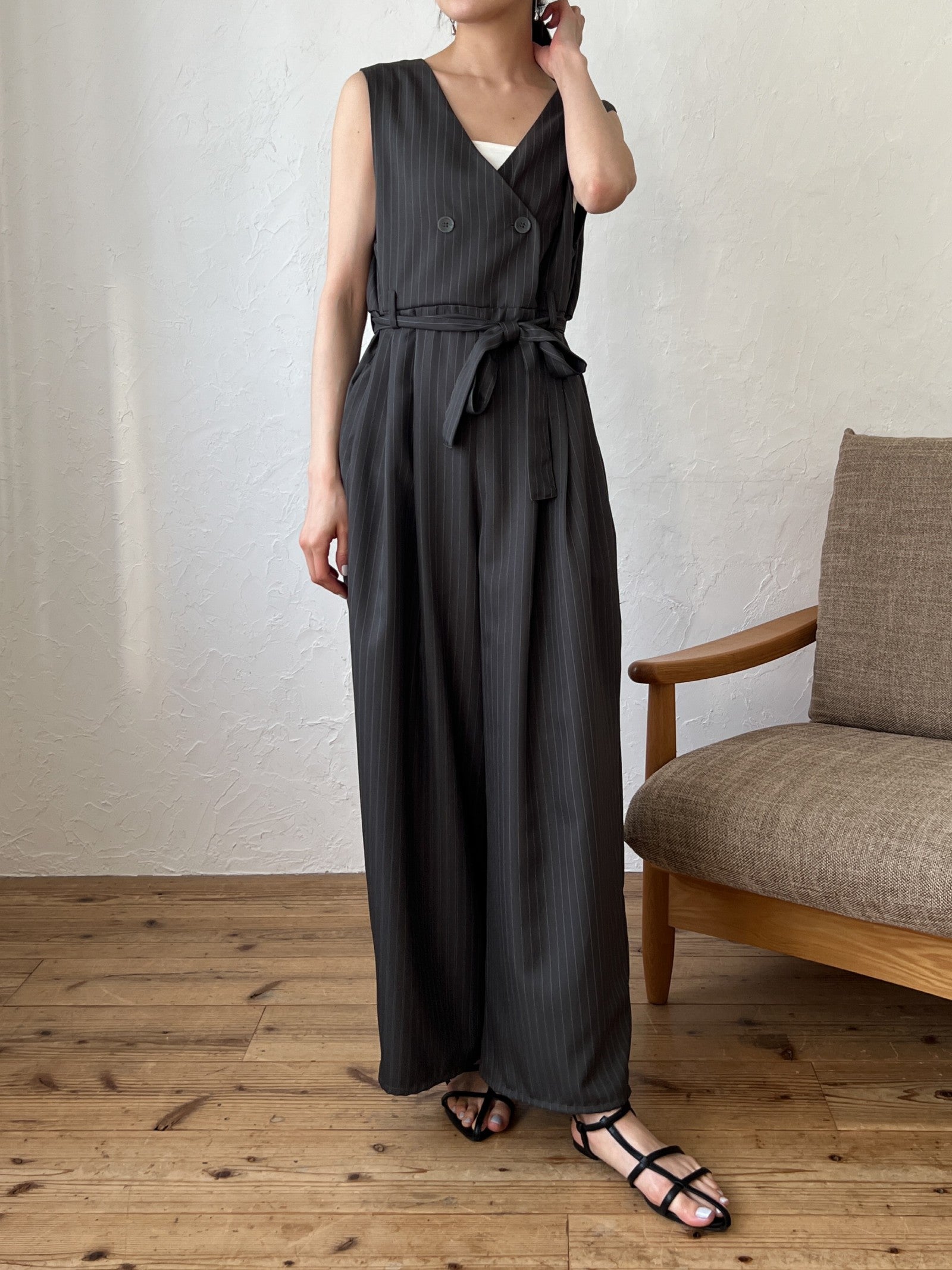 ストライプオールインワン