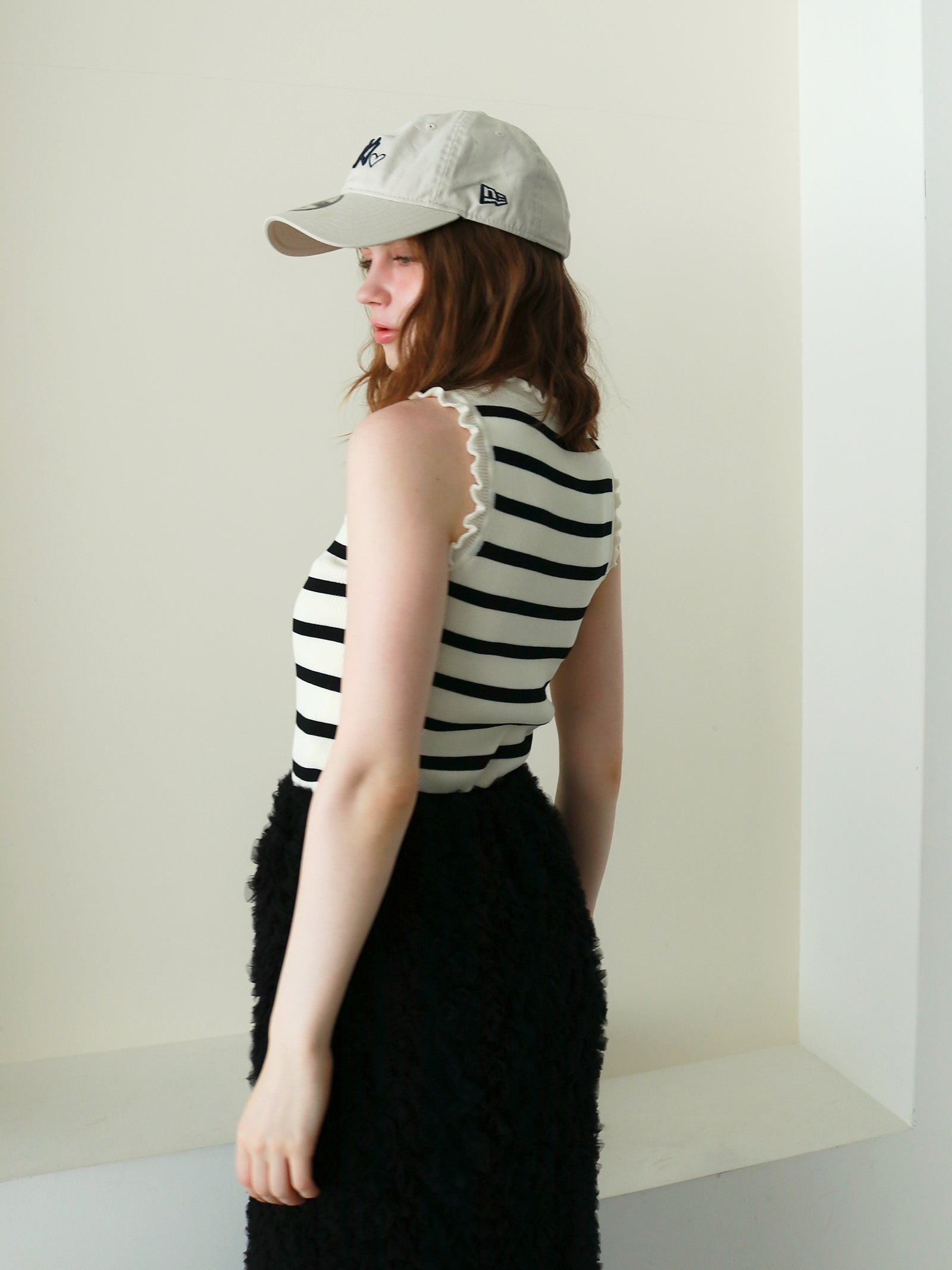 一部予約】【mic】フリルボーダートップス【発送予定日 10月上旬