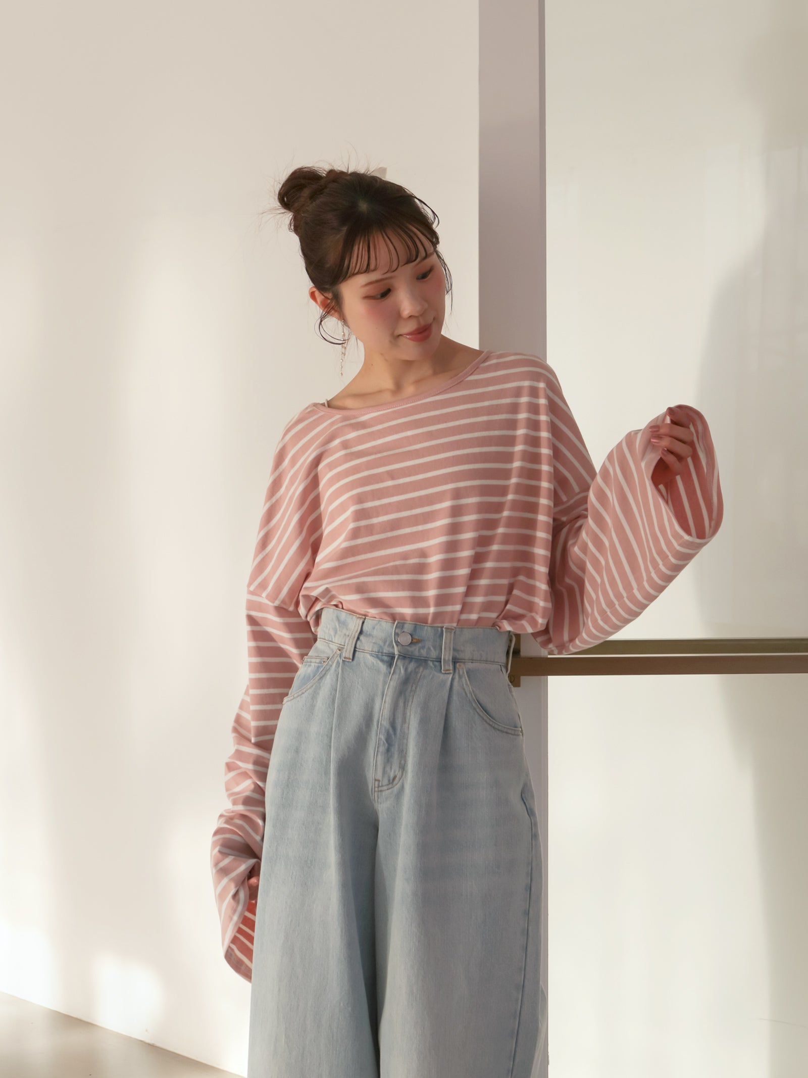 【mic】ワイドスリーブボーダーTシャツ