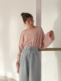 【mic】ワイドスリーブボーダーTシャツ