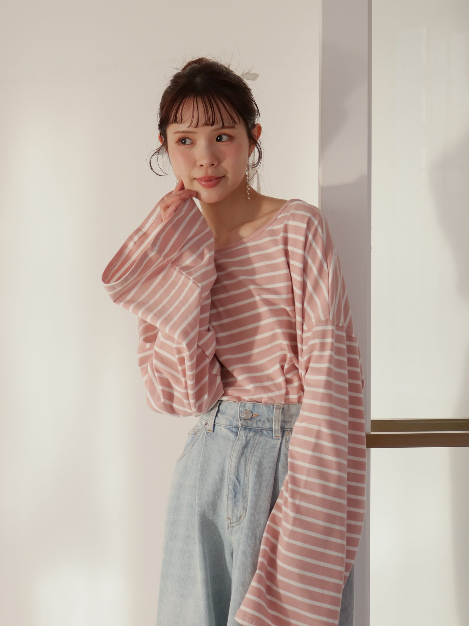【mic】ワイドスリーブボーダーTシャツ