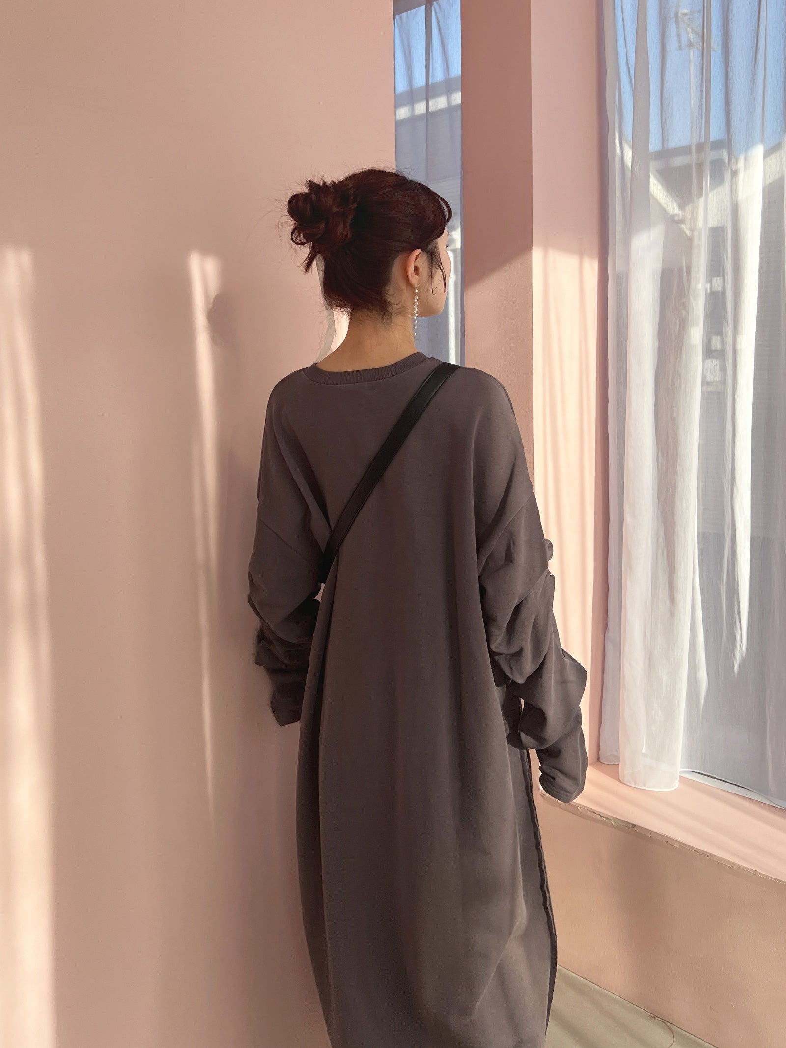 スリーブタックスウェットワンピース