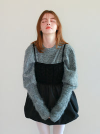 【mic】モヘアパフスリーブニット