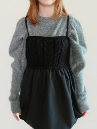 【mic】モヘアパフスリーブニット