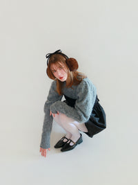 【mic】モヘアパフスリーブニット