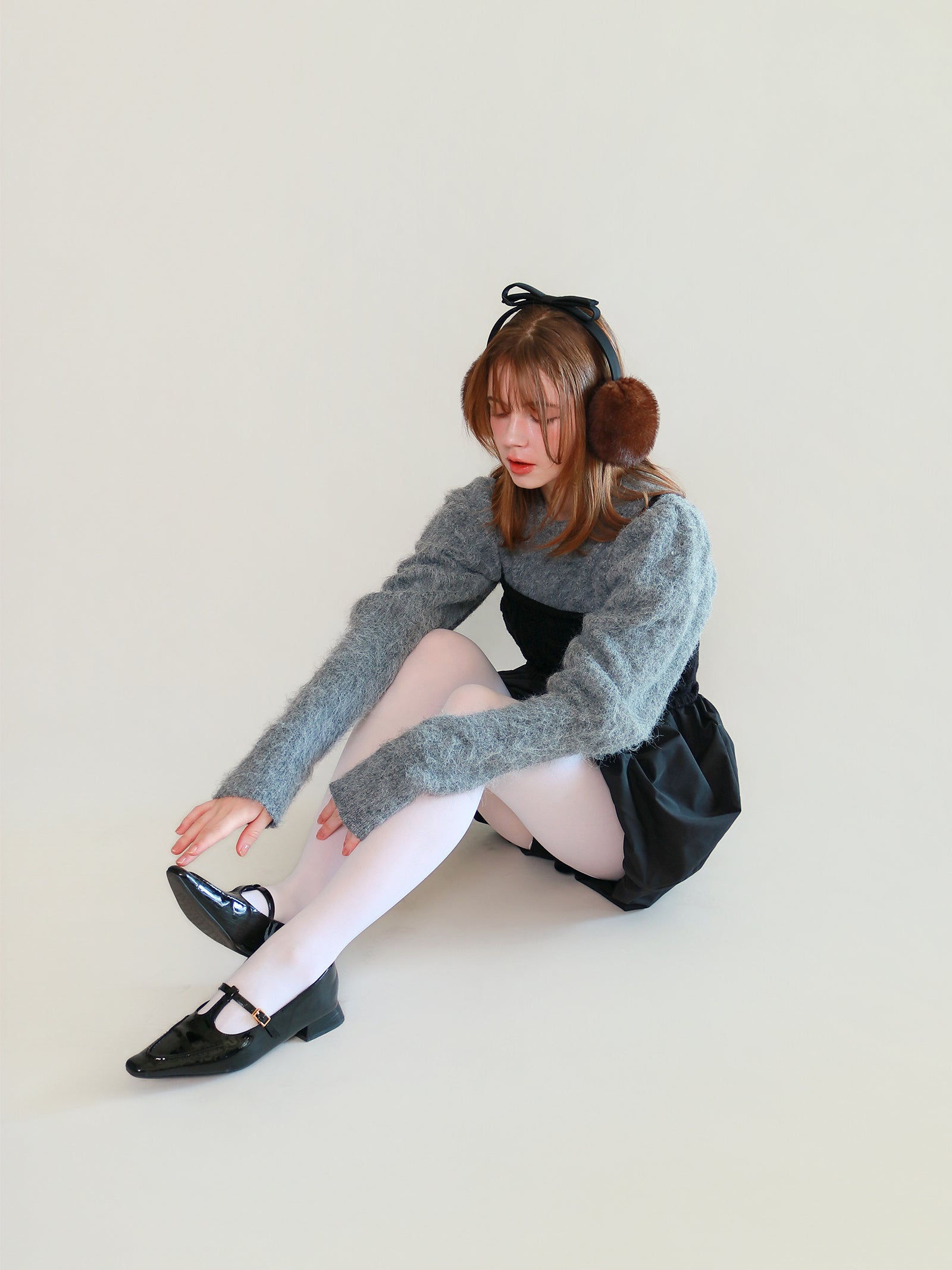 【mic】モヘアパフスリーブニット