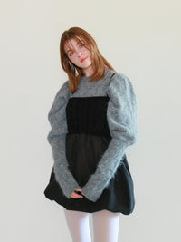 【mic】モヘアパフスリーブニット