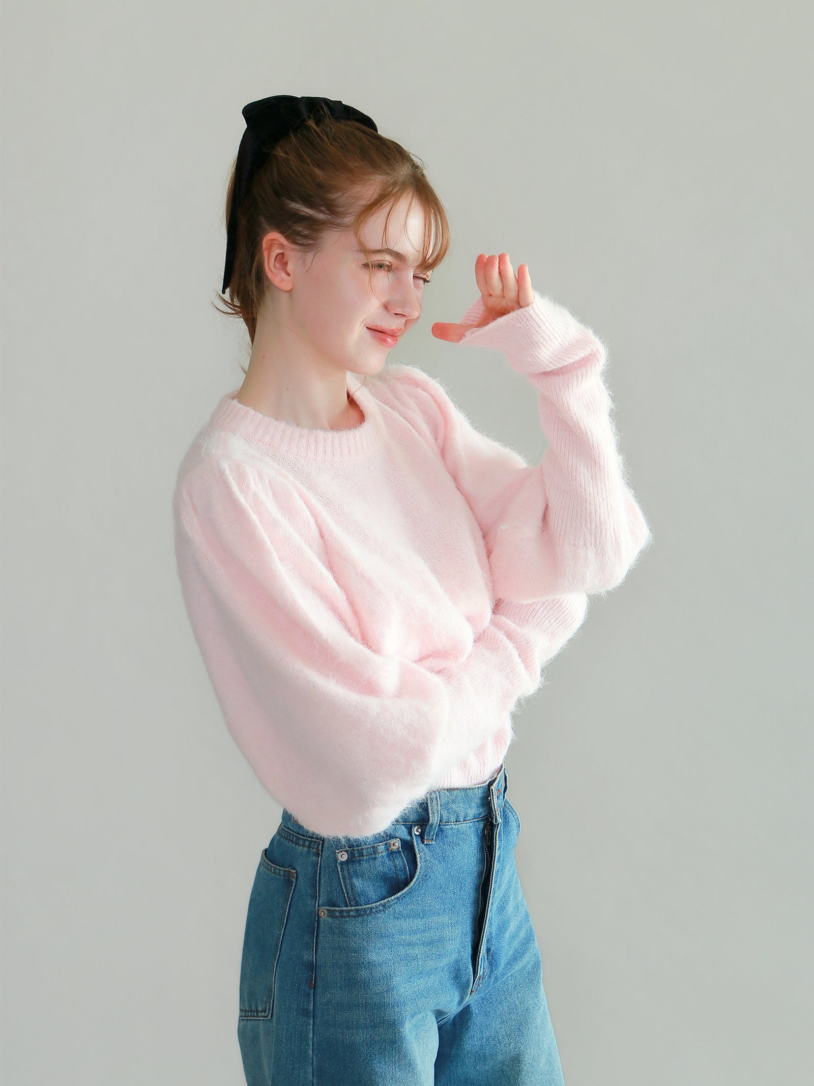 【mic】モヘアパフスリーブニット