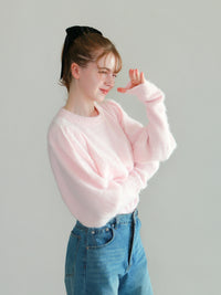 【mic】モヘアパフスリーブニット