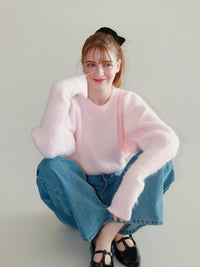 【mic】モヘアパフスリーブニット