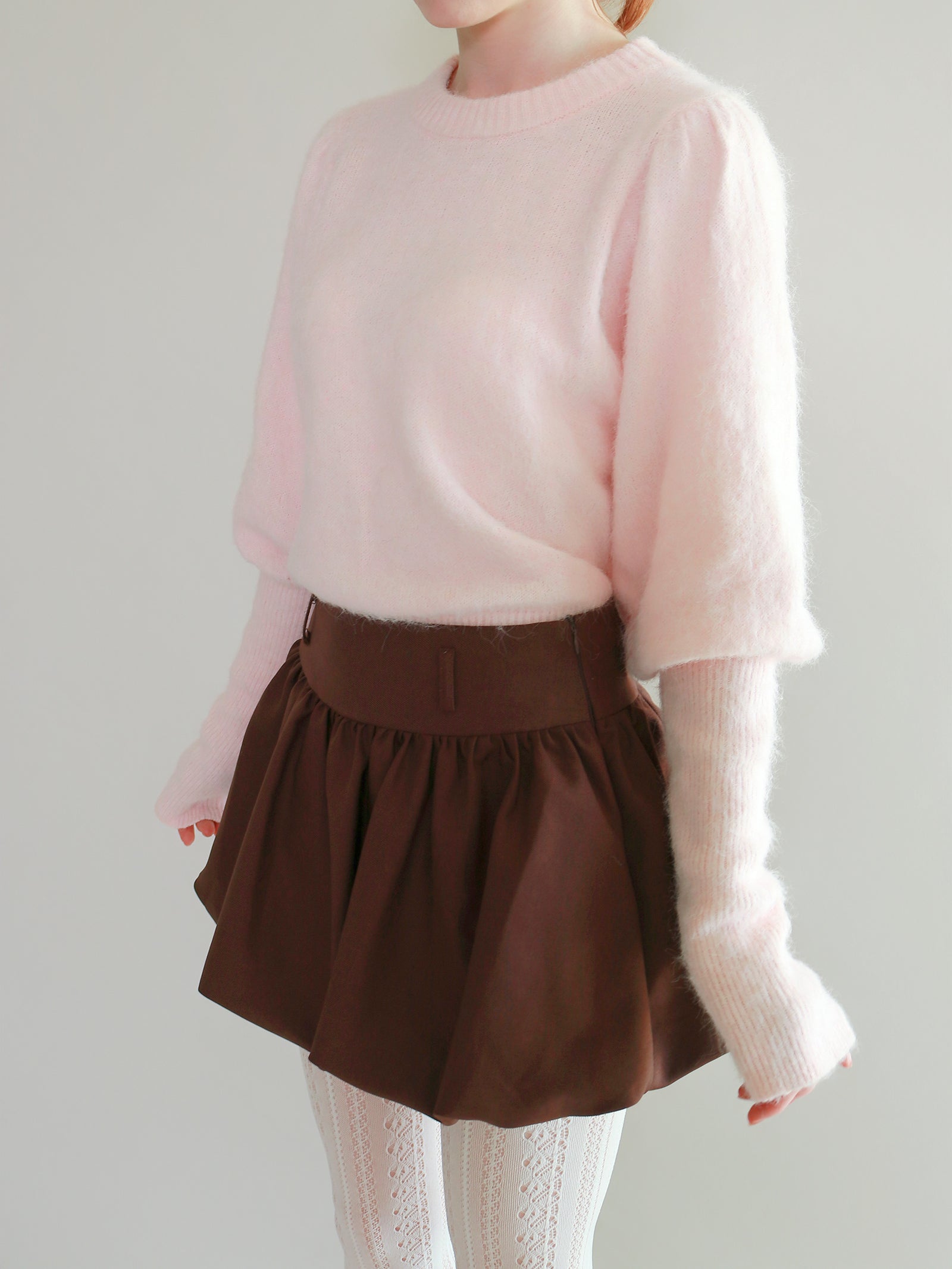 【mic】モヘアパフスリーブニット