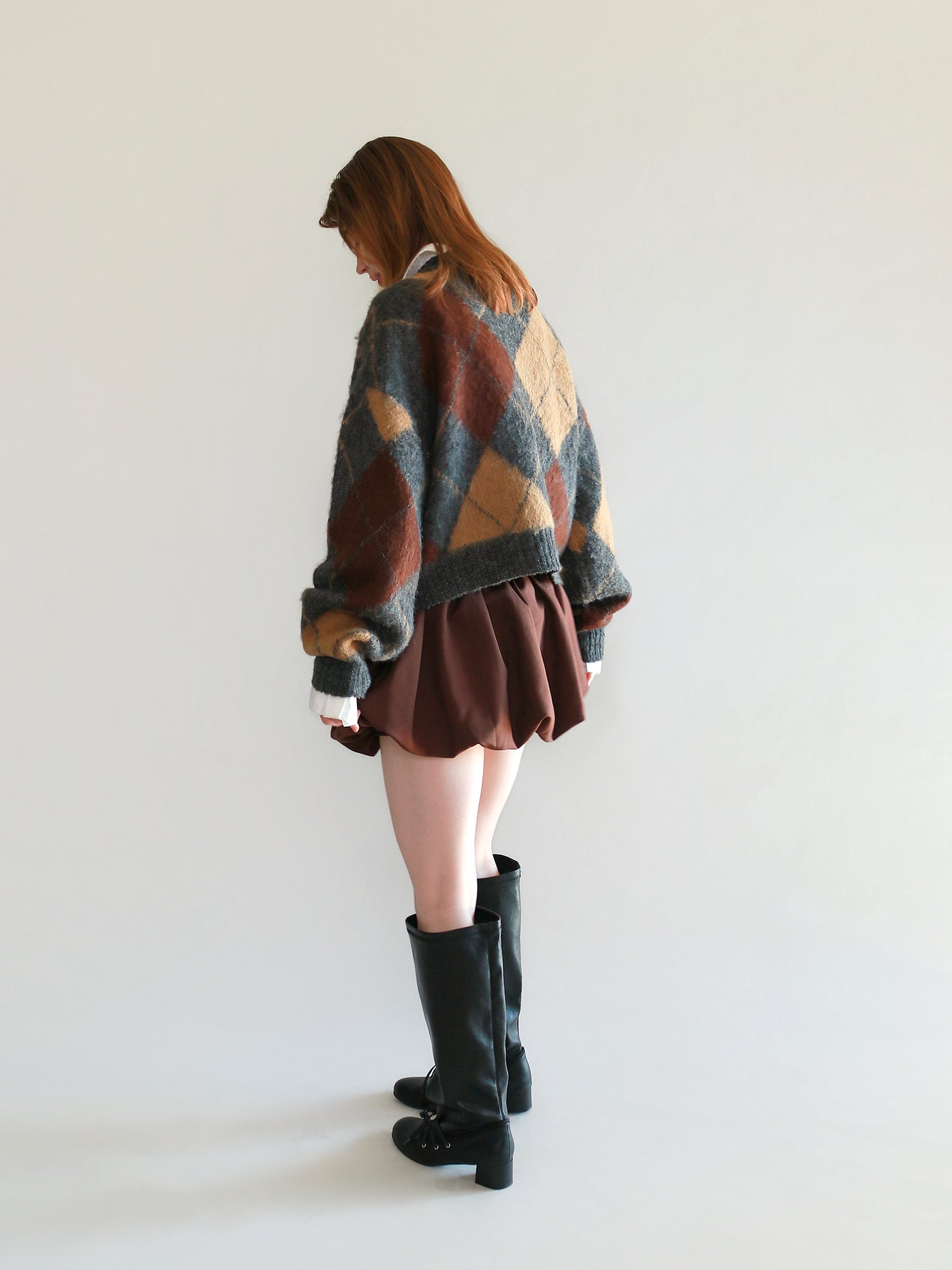 【mic】アーガイルニットカーディガン