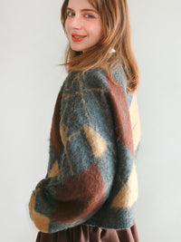 【mic】アーガイルニットカーディガン