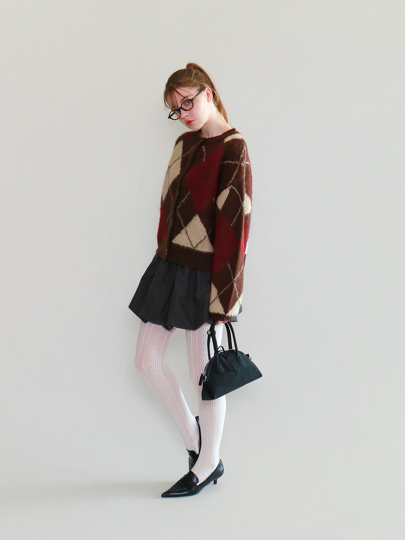 【mic】アーガイルニットカーディガン